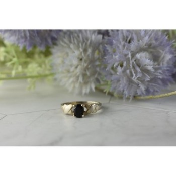 925 Sterling Silver Black Spinel Ring Size 8.5