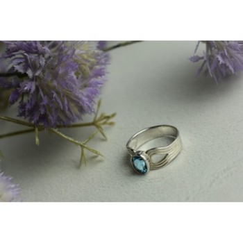 925 Sterling Silver Blue Spinel Ring Size 7