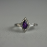 925 Sterling Silver Amethyst & Colorless Spinel Ring Size 8