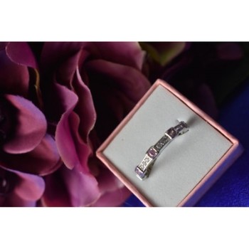 925 Sterling Silver Pink & White CZ Ring Size 10.25