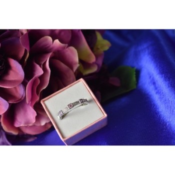 925 Sterling Silver Pink & White CZ Ring Size 10.25