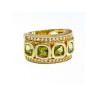 925 Sterling Silver Gold Plated Peridot & CZ Ring Size 7