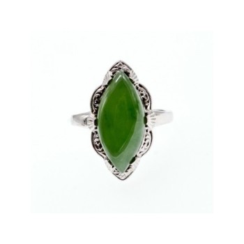 925 Sterling Silver Green Nephrite ( Jade ) Ring Size 7