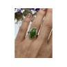 925 Sterling Silver Green Nephrite ( Jade ) Ring Size 7