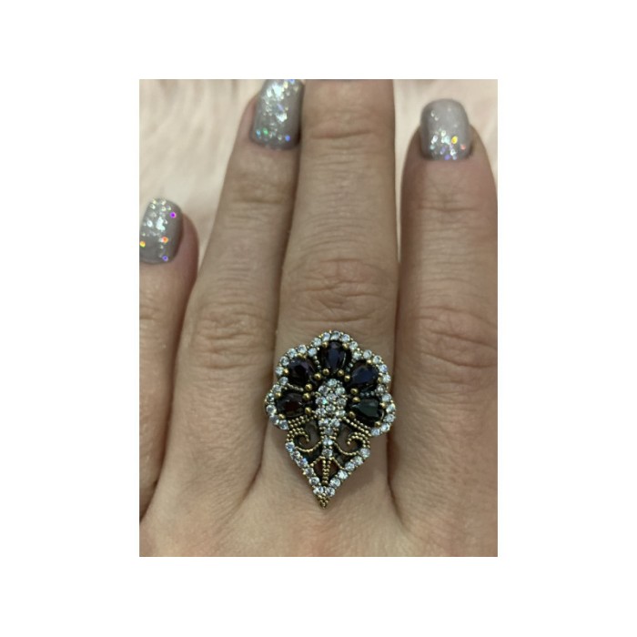 925 STERLING SILVER BLACK TOURMALINE (SHERL) & CZ SET