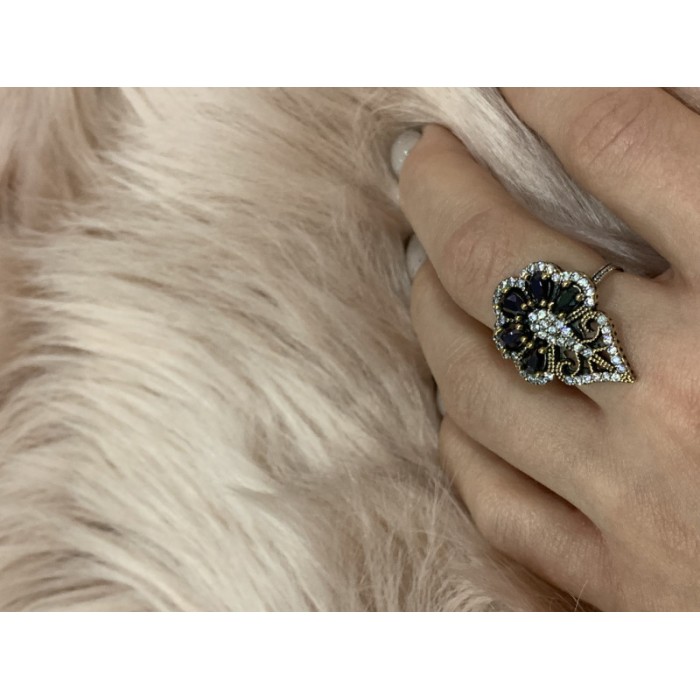 925 STERLING SILVER BLACK TOURMALINE (SHERL) & CZ SET