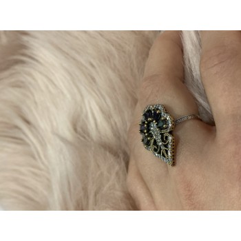 925 STERLING SILVER BLACK TOURMALINE (SHERL) & CZ SET