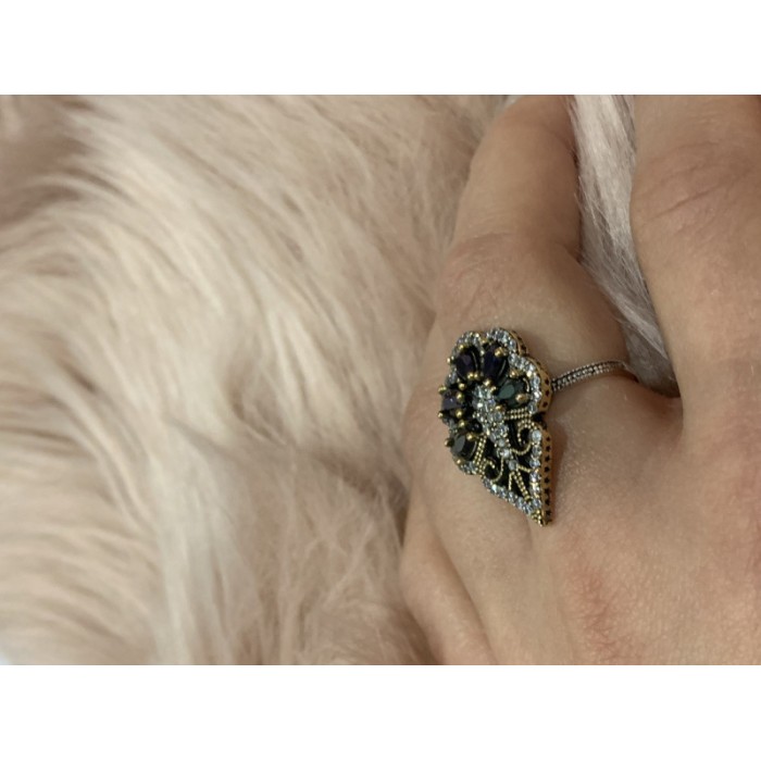 925 STERLING SILVER BLACK TOURMALINE (SHERL) & CZ SET