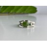 925 Sterling Silver Nephrite ( Jade ) & Emeralds Ring Size 8