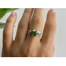 925 Sterling Silver Nephrite ( Jade ) & Emeralds Ring Size 8