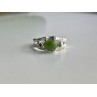 925 Sterling Silver Nephrite ( Jade ) & Emeralds Ring Size 8