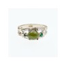 925 Sterling Silver Nephrite ( Jade ) & Emeralds Ring Size 8