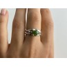 925 Sterling Silver Nephrite ( Jade ) & Emeralds Ring Size 8
