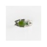 925 Sterling Silver Nephrite ( Jade ) & Emeralds Ring Size 8
