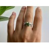 925 Sterling Silver Nephrite ( Jade ) & Emeralds Ring Size 8