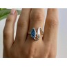 925 Sterling Silver Aquamarine Ring Size 9.5