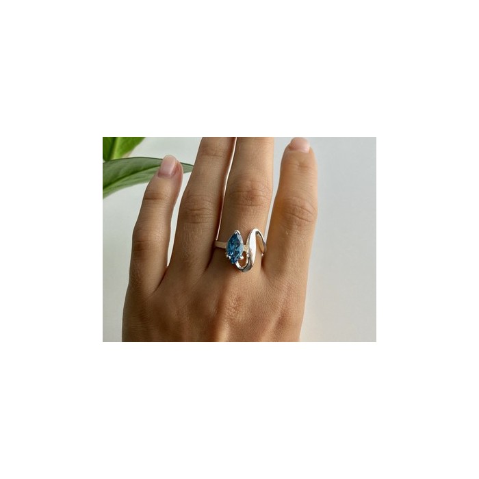 925 Sterling Silver Aquamarine Ring Size 9.5