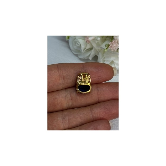 925 Sterling Silver Gold Plated Sapphire & Beryl Pendant Length 0.65 Inch