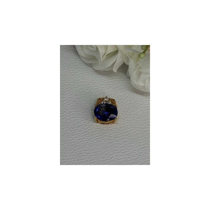925 Sterling Silver Gold Plated Sapphire & Beryl Pendant Length 0.65 Inch