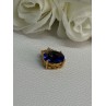 925 Sterling Silver Gold Plated Sapphire & Beryl Pendant Length 0.65 Inch