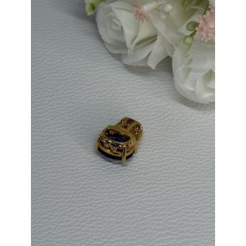 925 Sterling Silver Gold Plated Sapphire & Beryl Pendant Length 0.65 Inch