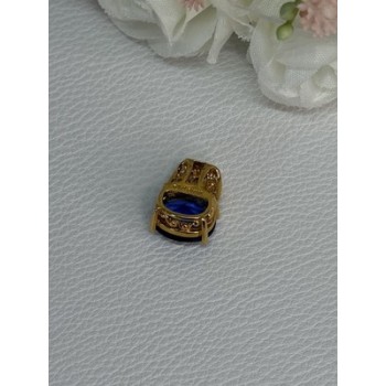 925 Sterling Silver Gold Plated Sapphire & Beryl Pendant Length 0.65 Inch