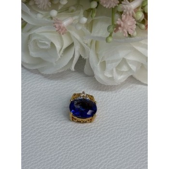 925 Sterling Silver Gold Plated Sapphire & Beryl Pendant Length 0.65 Inch
