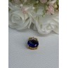 925 Sterling Silver Gold Plated Sapphire & Beryl Pendant Length 0.65 Inch