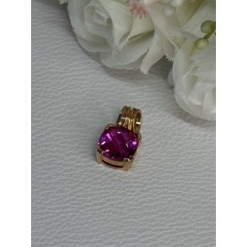 925 Sterling Silver Gold Plated Pink Spinel Pendant Length 0.70 Inch