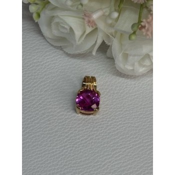 925 Sterling Silver Gold Plated Pink Spinel Pendant Length 0.70 Inch
