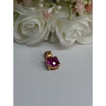 925 Sterling Silver Gold Plated Pink Spinel Pendant Length 0.70 Inch