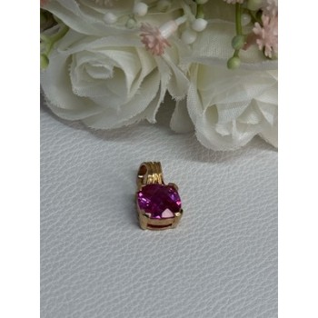 925 Sterling Silver Gold Plated Pink Spinel Pendant Length 0.70 Inch