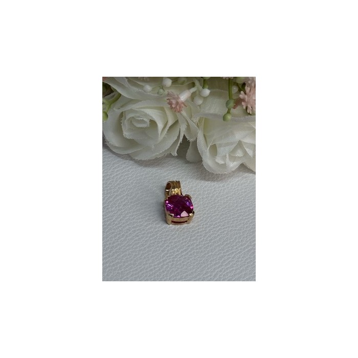 925 Sterling Silver Gold Plated Pink Spinel Pendant Length 0.70 Inch
