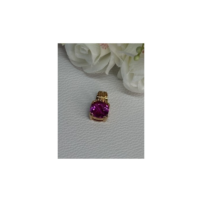925 Sterling Silver Gold Plated Pink Spinel Pendant Length 0.70 Inch