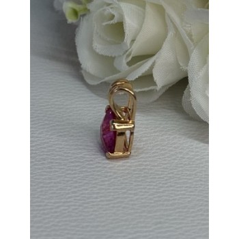 925 Sterling Silver Gold Plated Pink Spinel Pendant Length 0.70 Inch