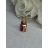 925 Sterling Silver Gold Plated Pink Spinel Pendant Length 0.70 Inch