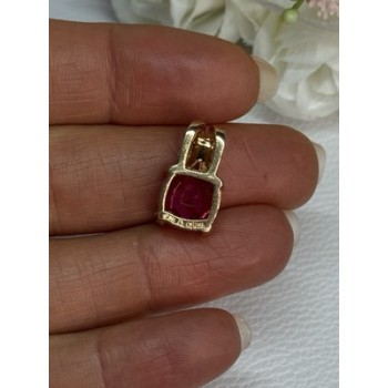925 Sterling Silver Gold Plated Pink Spinel Pendant Length 0.70 Inch