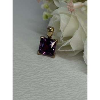 925 Sterling Silver Gold Plated Amethyst Pendant Length 0.70 Inch