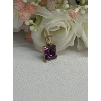 925 Sterling Silver Gold Plated Amethyst Pendant Length 0.70 Inch