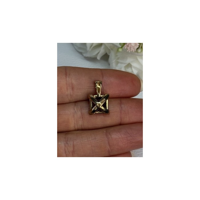 925 Sterling Silver Gold Plated Amethyst Pendant Length 0.70 Inch