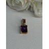 925 Sterling Silver Gold Plated Amethyst Pendant Length 0.80 Inch