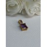 925 Sterling Silver Gold Plated Amethyst Pendant Length 0.80 Inch