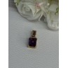 925 Sterling Silver Gold Plated Amethyst Pendant Length 0.80 Inch