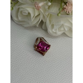 925 Sterling Silver Gold Plated Pink Topaz Pendant Length 0.80 Inch