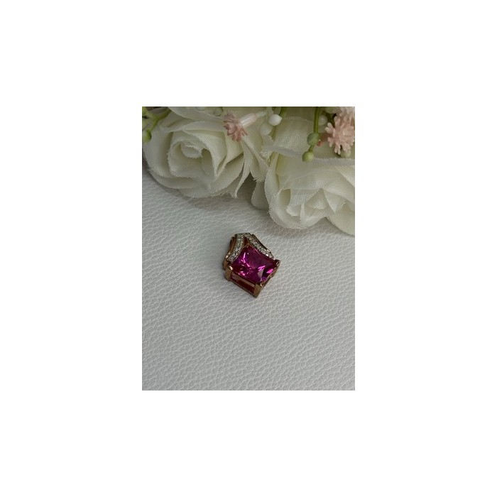 925 Sterling Silver Gold Plated Pink Topaz Pendant Length 0.80 Inch