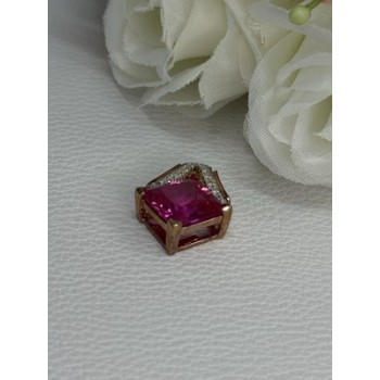 925 Sterling Silver Gold Plated Pink Topaz Pendant Length 0.80 Inch