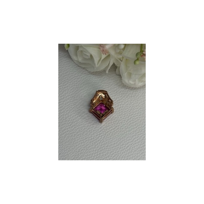 925 Sterling Silver Gold Plated Pink Topaz Pendant Length 0.80 Inch