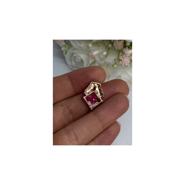 925 Sterling Silver Gold Plated Pink Topaz Pendant Length 0.80 Inch