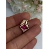 925 Sterling Silver Gold Plated Pink Topaz Pendant Length 0.80 Inch