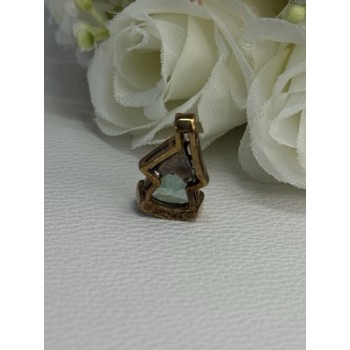 925 Sterling Silver Gold Plated Aquamarine & Beryl Pendant Length 0.76 Inch